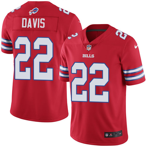Nike Bills #22 Vontae Davis Red Youth Stitched NFL Limited Rush Jersey
